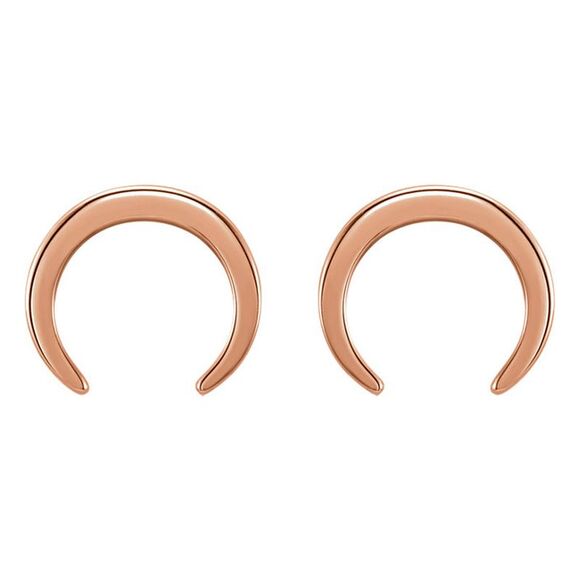 10mm x 9mm (3/8 Inch) 14k Rose Gold Small Crescent Post Earrings - Picture 2 of 3